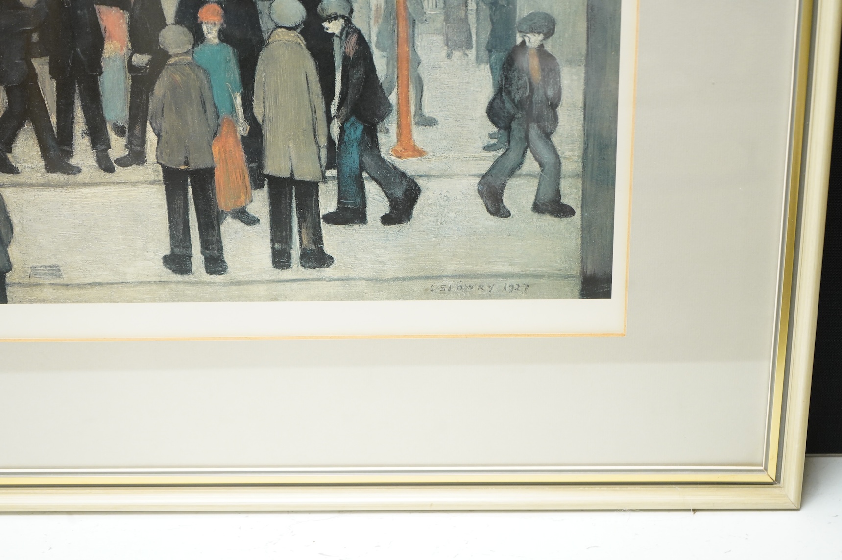 After Laurence Stephen Lowry RBA RA (1887-1976), ‘The Arrest’, hand numbered 303/850, blindstamped, A, limited edition colour print, 55 x 44cm